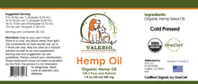 Load image into Gallery viewer, 2 (Pack) Valerio Pet Hemp Oil, 1 fl oz (30 ml) 300 mgs - USDA CERTIFIED ORGANIC